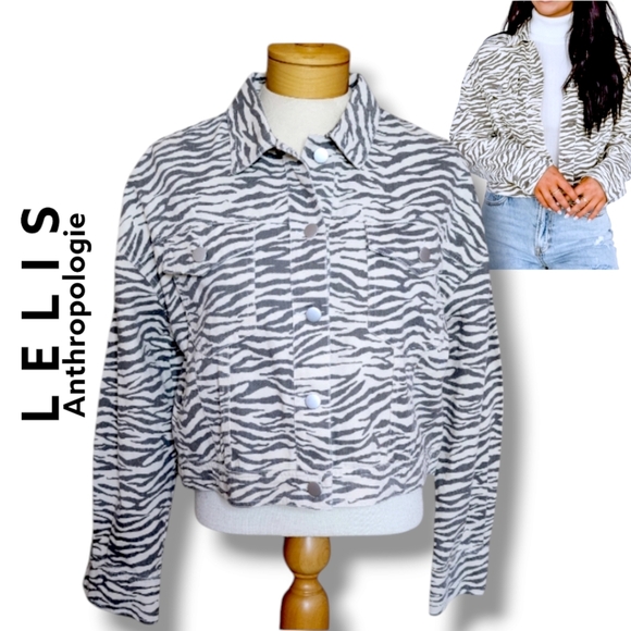 Anthropologie Le Lis Collection Ivory Grey Zebra Print - New With Tags - Picture 1 of 15